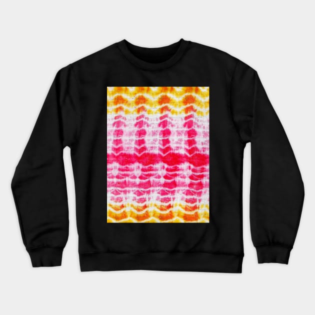 Red and yellow tie dye textile print Crewneck Sweatshirt by FLOWING COLORS